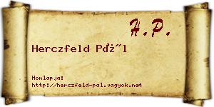 Herczfeld Pál névjegykártya
